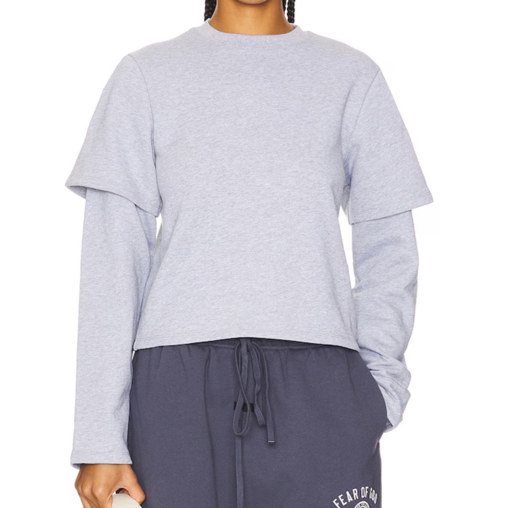 Light Gray Layered Sleeve Sweatshirt - Unbranded